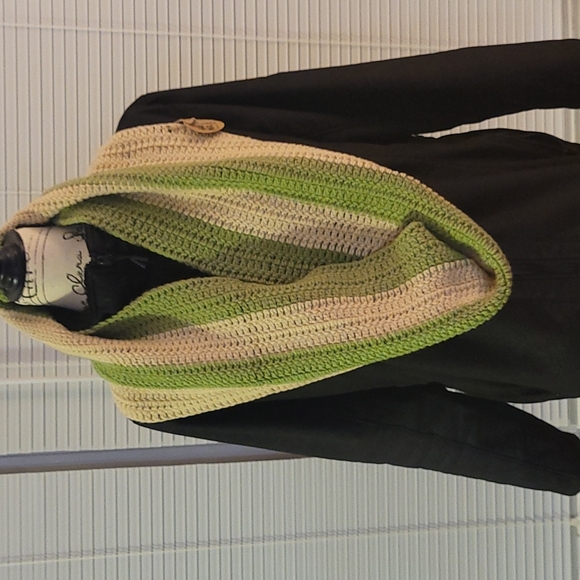 Cream and Sage Crochet Infinity Scarf - Picture 5 of 7